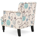 Poltrona club tufted floreale beige chiaro e blu, monoposto
