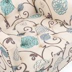 Poltrona club tufted floreale beige chiaro e blu, monoposto