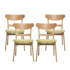 Set di 4 sedie da pranzo senza braccioli di metà secolo color tè verde/beige/menta/grigio