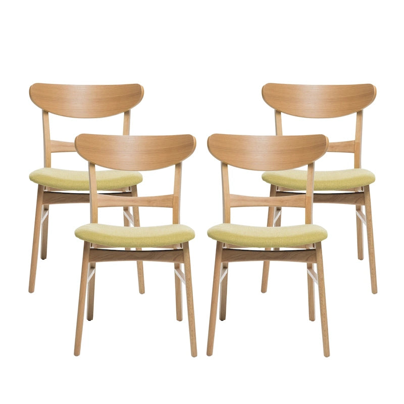 Set di 4 sedie da pranzo senza braccioli di metà secolo color tè verde/beige/menta/grigio