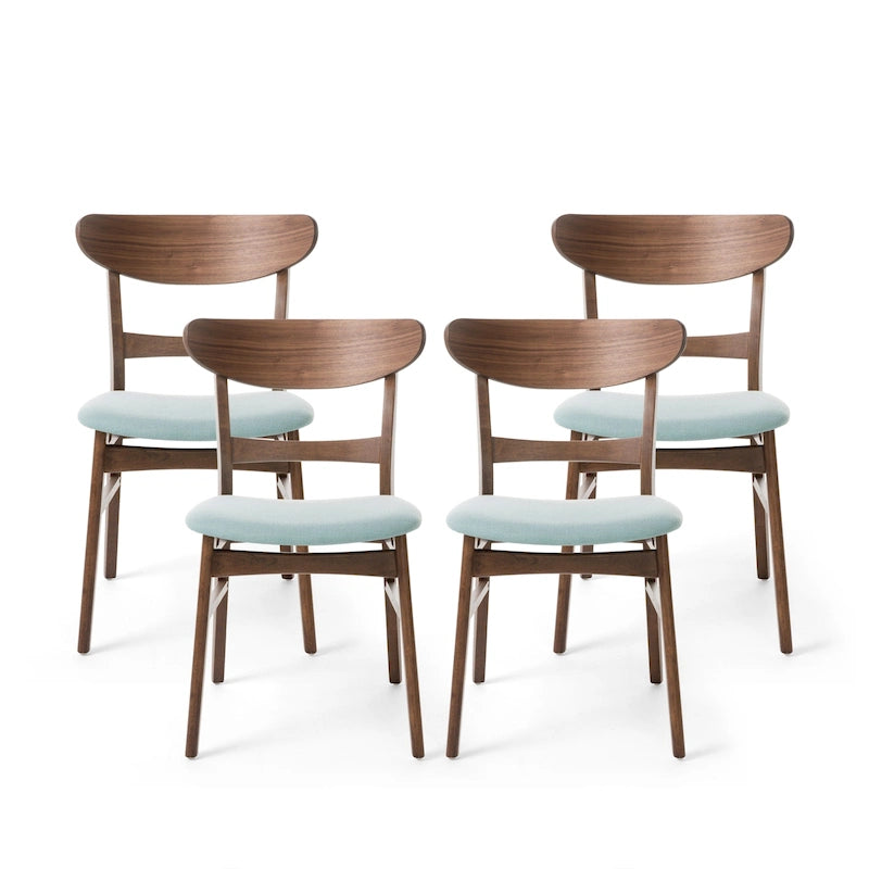Set di 4 sedie da pranzo senza braccioli di metà secolo color tè verde/beige/menta/grigio