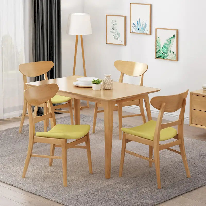 Set di 4 sedie da pranzo senza braccioli di metà secolo color tè verde/beige/menta/grigio