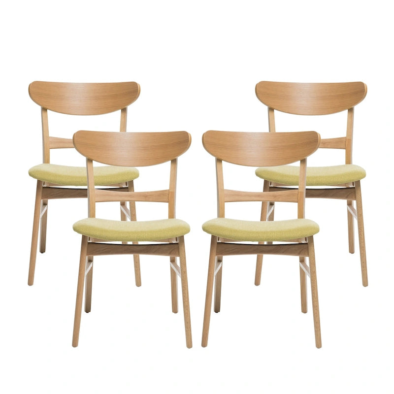 Set di 4 sedie da pranzo senza braccioli di metà secolo color tè verde/beige/menta/grigio