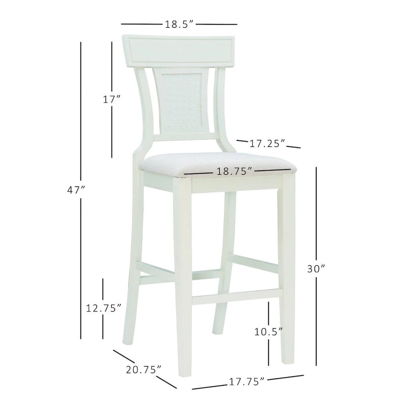 Sgabello da bar in rattan intrecciato effetto grigio e sbiancato, seduta singola