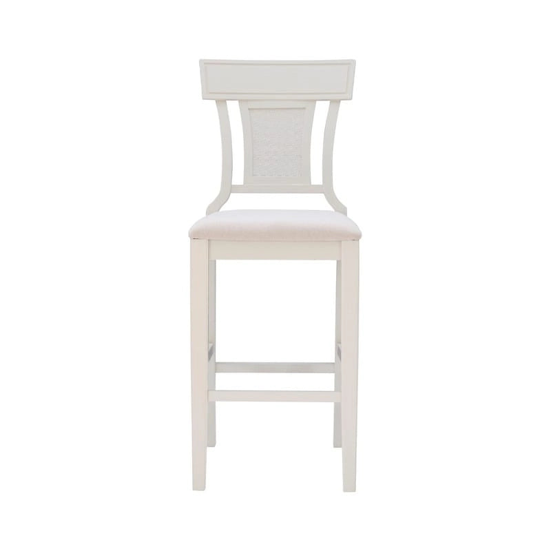 Sgabello da bar in rattan intrecciato effetto grigio e sbiancato, seduta singola