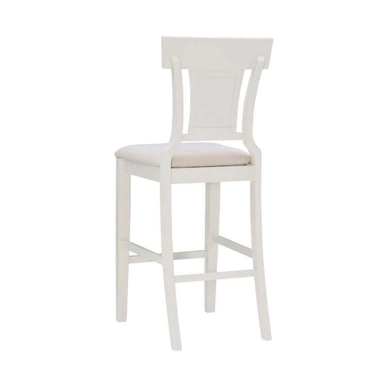 Sgabello da bar in rattan intrecciato effetto grigio e sbiancato, seduta singola