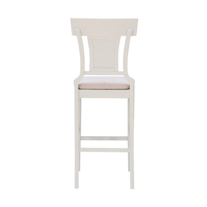 Sgabello da bar in rattan intrecciato effetto grigio e sbiancato, seduta singola