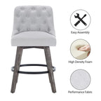 Sgabelli da bar girevoli trapuntati con gambe effetto legno, grigio scuro / grigio chiaro, set da 2