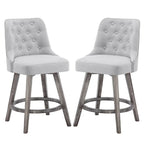 Sgabelli da bar girevoli trapuntati con gambe effetto legno, grigio scuro / grigio chiaro, set da 2