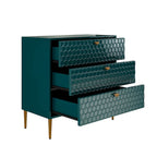 Cassettiera a 3 cassetti con gambe dorate, Nero/Bianco/Blu/Verde