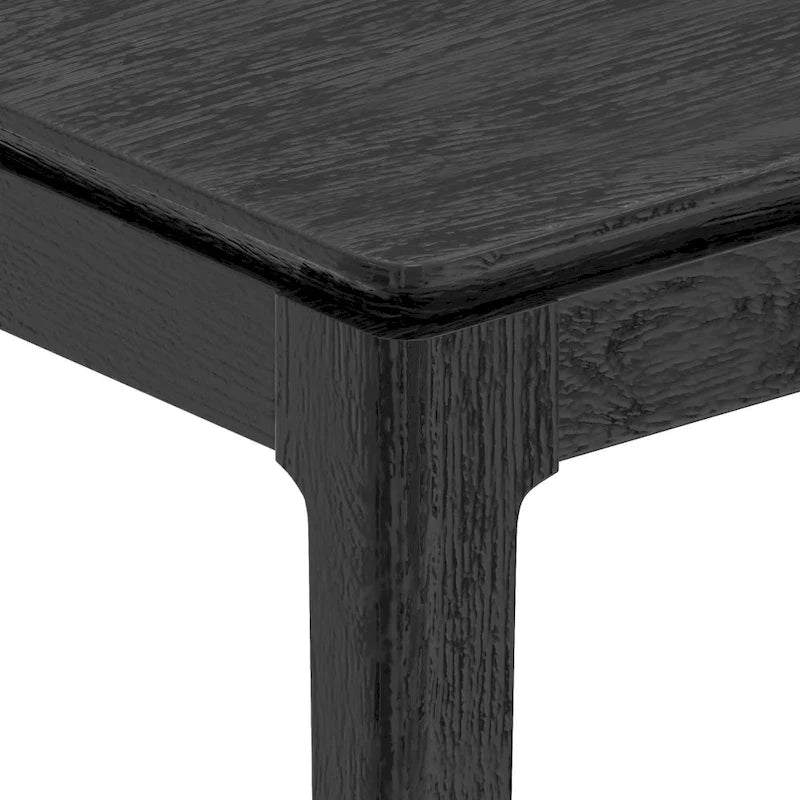 Tavolo da pranzo rettangolare vintage nero, piano fisso, 8 posti a sedere