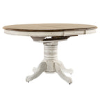 Tavolo da pranzo antico rotondo/ovale con base a piedistallo, miele e bianco, 4-6 posti a sedere