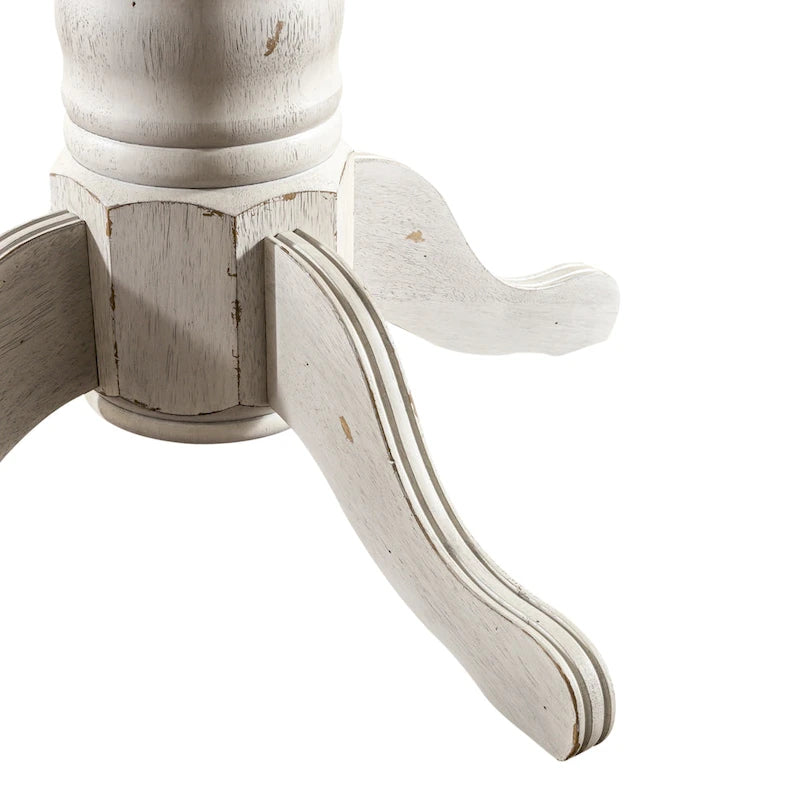 Tavolo da pranzo antico rotondo/ovale con base a piedistallo, miele e bianco, 4-6 posti a sedere