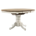 Tavolo da pranzo antico rotondo/ovale con base a piedistallo, miele e bianco, 4-6 posti a sedere