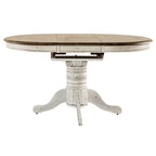 Tavolo da pranzo antico rotondo/ovale con base a piedistallo, miele e bianco, 4-6 posti a sedere
