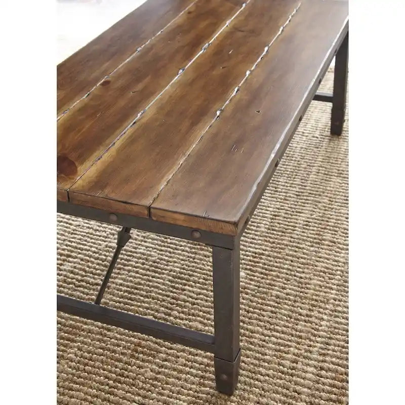 Tavolino industriale Honey Brown, legno e metallo, 1 pezzo