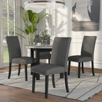 Set da Pranzo Rotondo con Tavolo in Finto Marmo Grigio Marrone Spazzolato, Stile Contemporaneo, 4 Posti a Sedere