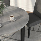 Set da Pranzo Rotondo con Tavolo in Finto Marmo Grigio Marrone Spazzolato, Stile Contemporaneo, 4 Posti a Sedere