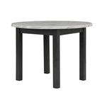 Set da Pranzo Rotondo con Tavolo in Finto Marmo Grigio Marrone Spazzolato, Stile Contemporaneo, 4 Posti a Sedere