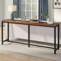 Consolle extra lunga e stretta, stile industriale, per 1 persona – Marrone / Bianco / Marrone scuro