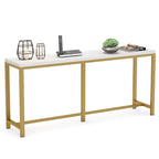 Consolle extra lunga e stretta, stile industriale, per 1 persona – Marrone / Bianco / Marrone scuro