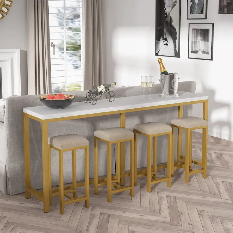 Consolle extra lunga e stretta, stile industriale, per 1 persona – Marrone / Bianco / Marrone scuro