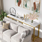 Consolle extra lunga e stretta, stile industriale, per 1 persona – Marrone / Bianco / Marrone scuro