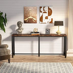 Consolle extra lunga e stretta, stile industriale, per 1 persona – Marrone / Bianco / Marrone scuro