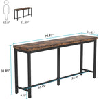 Consolle extra lunga e stretta, stile industriale, per 1 persona – Marrone / Bianco / Marrone scuro