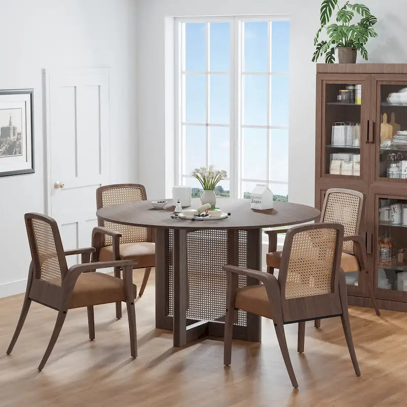 Solid Wood 52  Round Dining Table for 6 People Nordic style - 52*30