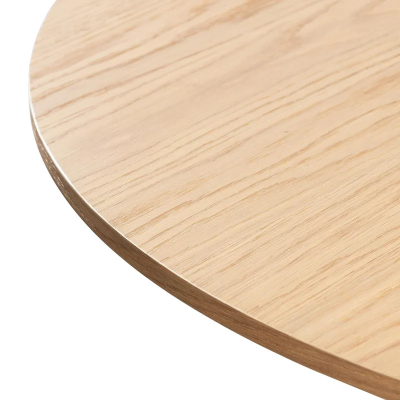 Tavolo da pranzo rotondo in legno massello nero/legno, gambe in rattan, 6 posti a sedere