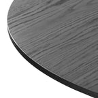 Tavolo da pranzo rotondo in legno massello nero/legno, gambe in rattan, 6 posti a sedere