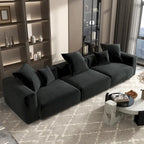Divano Sezionale Angolare in Velluto a Coste Nero/Marrone Chiaro/Beige, per 3–4 Persone