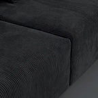 Divano Sezionale Angolare in Velluto a Coste Nero/Marrone Chiaro/Beige, per 3–4 Persone