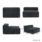 Divano Sezionale Angolare in Velluto a Coste Nero/Marrone Chiaro/Beige, per 3–4 Persone