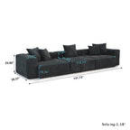 Divano Sezionale Angolare in Velluto a Coste Nero/Marrone Chiaro/Beige, per 3–4 Persone