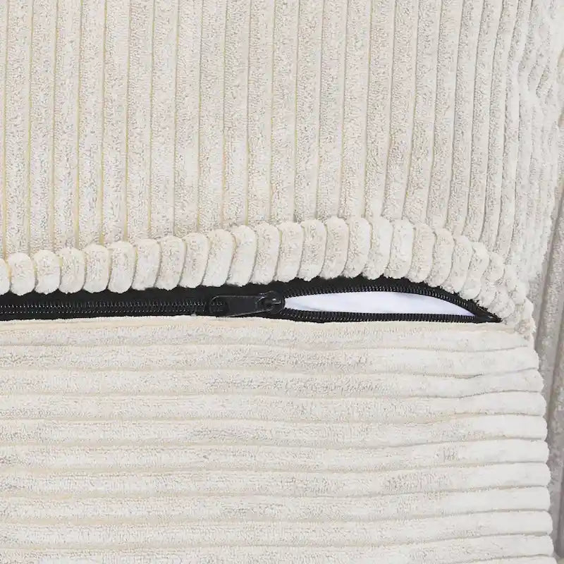 Divano Sezionale Angolare in Velluto a Coste Nero/Marrone Chiaro/Beige, per 3–4 Persone