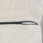Divano Sezionale Angolare in Velluto a Coste Nero/Marrone Chiaro/Beige, per 3–4 Persone