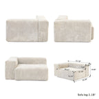 Divano Sezionale Angolare in Velluto a Coste Nero/Marrone Chiaro/Beige, per 3–4 Persone
