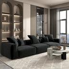 Divano Sezionale Angolare in Velluto a Coste Nero/Marrone Chiaro/Beige, per 3–4 Persone