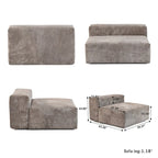 Divano Sezionale Angolare in Velluto a Coste Nero/Marrone Chiaro/Beige, per 3–4 Persone