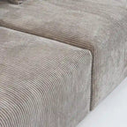 Divano Sezionale Angolare in Velluto a Coste Nero/Marrone Chiaro/Beige, per 3–4 Persone