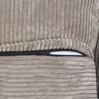 Divano Sezionale Angolare in Velluto a Coste Nero/Marrone Chiaro/Beige, per 3–4 Persone
