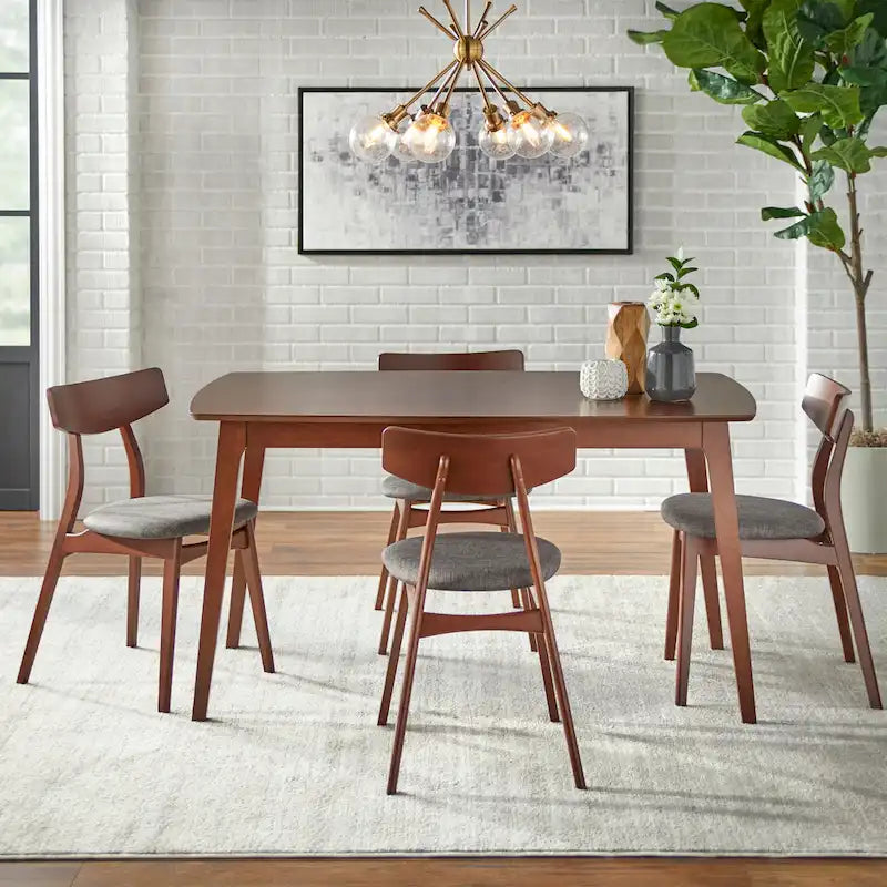 Arancio/Faggio, Grigio Chiaro, Giallo, Grigio Scuro, Verde Blu Scuro – Set da pranzo Mid-Century per 4 persone