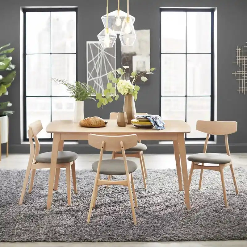 Arancio/Faggio, Grigio Chiaro, Giallo, Grigio Scuro, Verde Blu Scuro – Set da pranzo Mid-Century per 4 persone