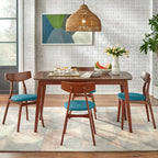 Arancio/Faggio, Grigio Chiaro, Giallo, Grigio Scuro, Verde Blu Scuro – Set da pranzo Mid-Century per 4 persone