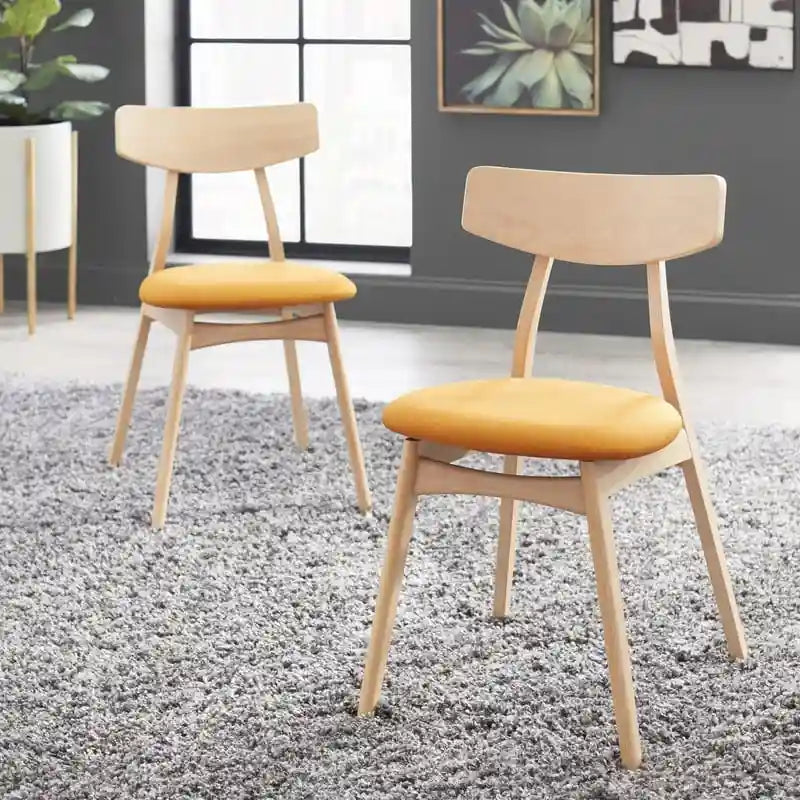 Arancio/Faggio, Grigio Chiaro, Giallo, Grigio Scuro, Verde Blu Scuro – Set da pranzo Mid-Century per 4 persone