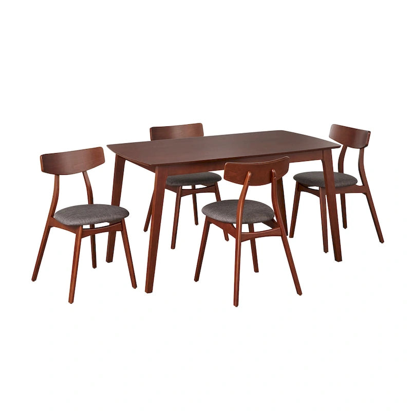 Arancio/Faggio, Grigio Chiaro, Giallo, Grigio Scuro, Verde Blu Scuro – Set da pranzo Mid-Century per 4 persone