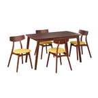 Arancio/Faggio, Grigio Chiaro, Giallo, Grigio Scuro, Verde Blu Scuro – Set da pranzo Mid-Century per 4 persone