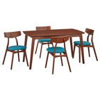 Arancio/Faggio, Grigio Chiaro, Giallo, Grigio Scuro, Verde Blu Scuro – Set da pranzo Mid-Century per 4 persone